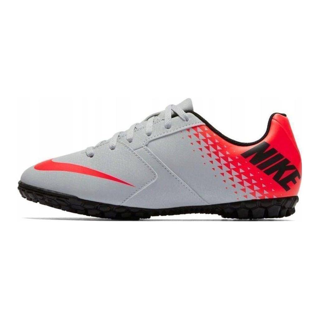 Nike Bombax Round Toe Lace-Up Non-Slip Shock Absorbing Wear-Resistant Low-Top Kids Soccer Shoes Kids Soccer Shoes Gray Red 826488-006