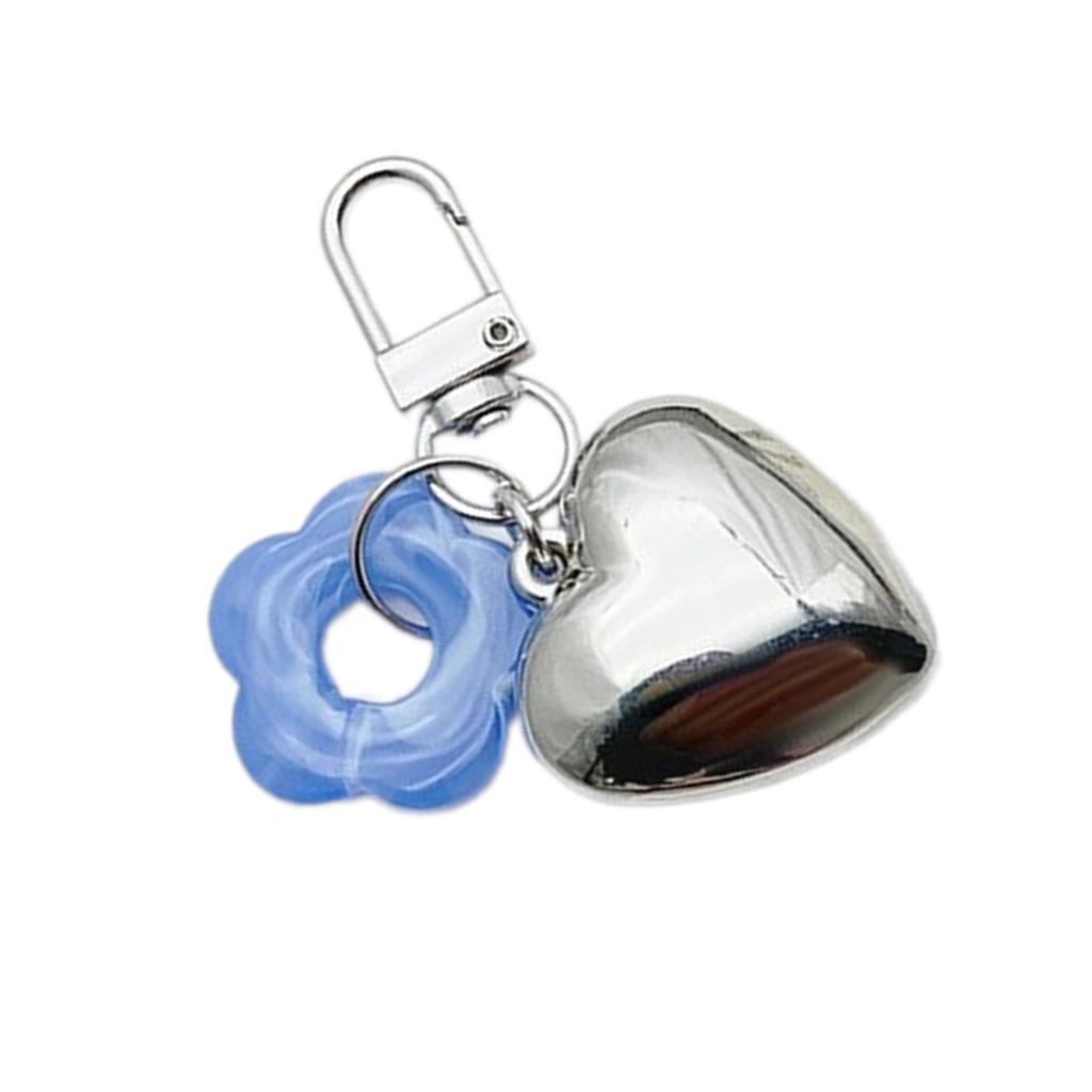 Exquisite Heart Keychain Stylish Heart Shaped Bag Pendant Acrylic Flower Keyring for Car Key Backpack Decoration
