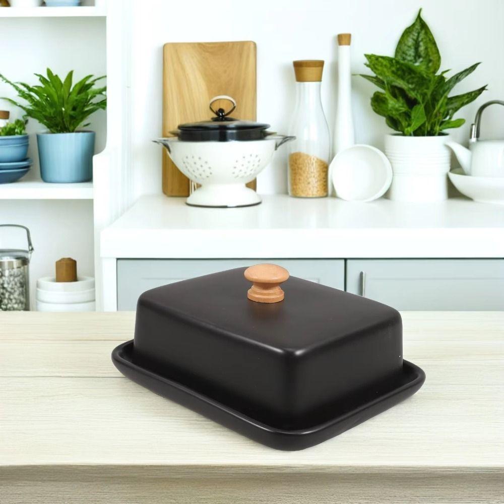 with Lid Ceramic Butter Dish Top Handle Sealed Butter Container Nordic Butter Plates  Dining Table