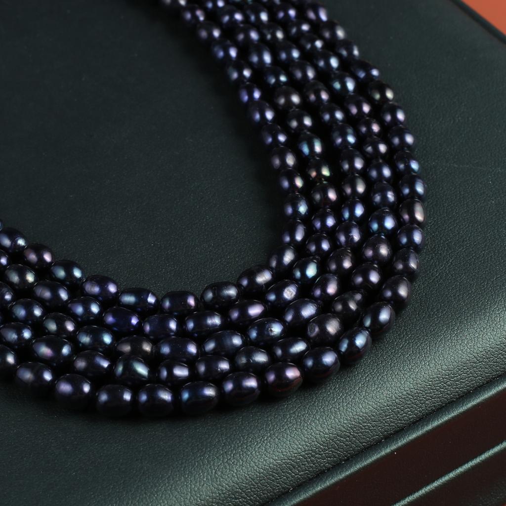 1String, Black Natural Freshwater Pearls, 6-7mm, Handmade Rice Pearl Beads for Jewelry Making DIY, Cheapest Items Available 36cm