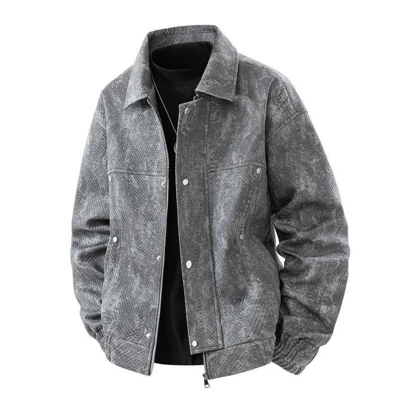 Autumn and Winter New Men's Coat Lapel Tooling Jacket High-end Men's Loose Leave-in Green Men's Clothing
