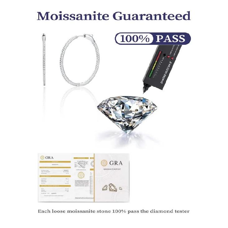 925 Sterling Silver Moissanite Big Hoop Earrings Men's and Women's Couple Models Fashion Trend Design Sense High-End Jewelry