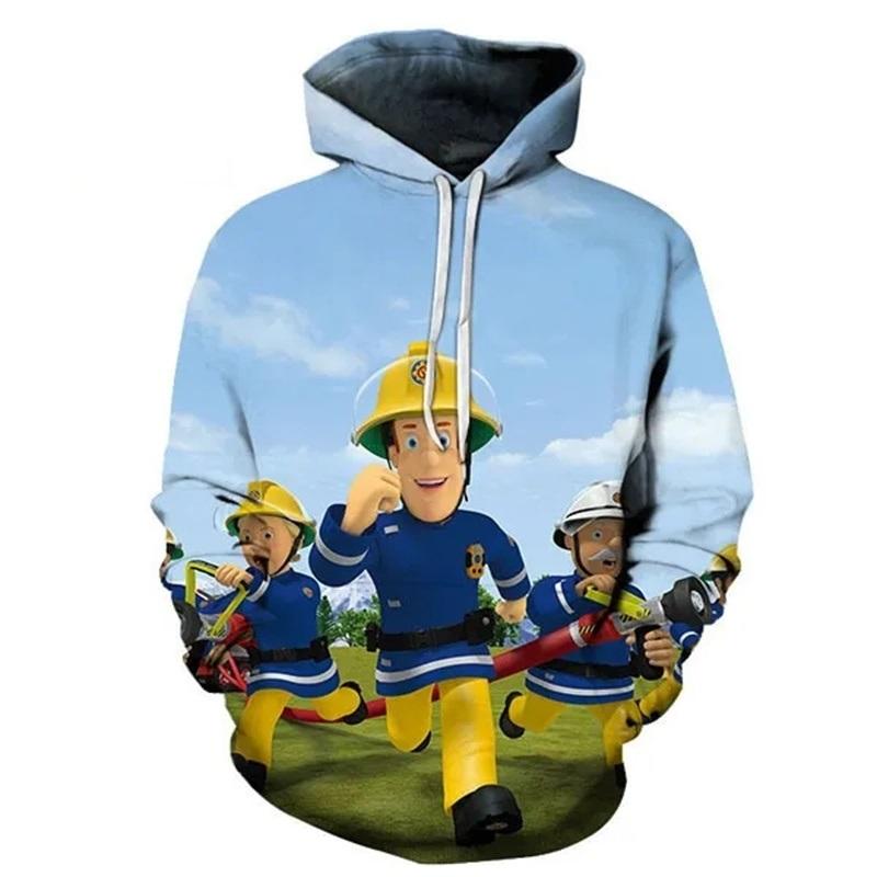 

Смішні худі з графічним зображенням Fireman Sam для дітей, хлопчиків, худі з мультфільмом, 3D-друк, пуловери з довгими рукавами, модні чоловічі світшоти з капюшоном 6XL