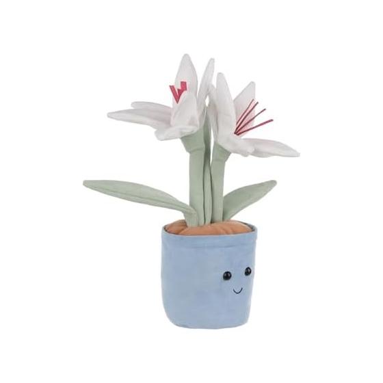 Apricot Lamb Potted Lily Flower Plush Toy, Soft and Cute, Fluffy Potted Lily Flower, 30cm