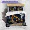 3PC Custom Name "Excavator Action" Bedding Set Duvet Cover Closure Includes 1 Duvet Cover & 2 Pillowcases for Bedroom