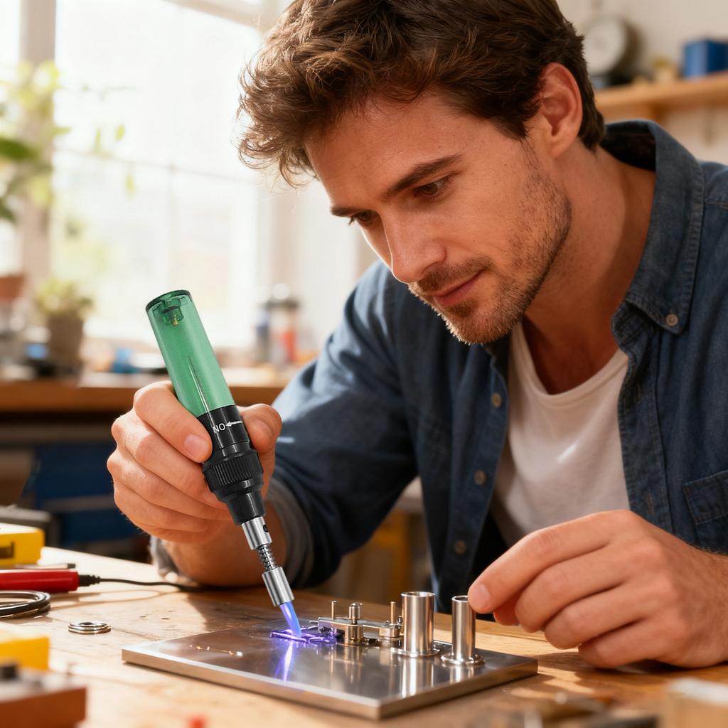 4-in-1 Tragbares Lötpistolen-Set, Kabelloses Verstellbares Butangas-Lötpistolen-Set, Schweißbrenner Werkzeugsatz Passend