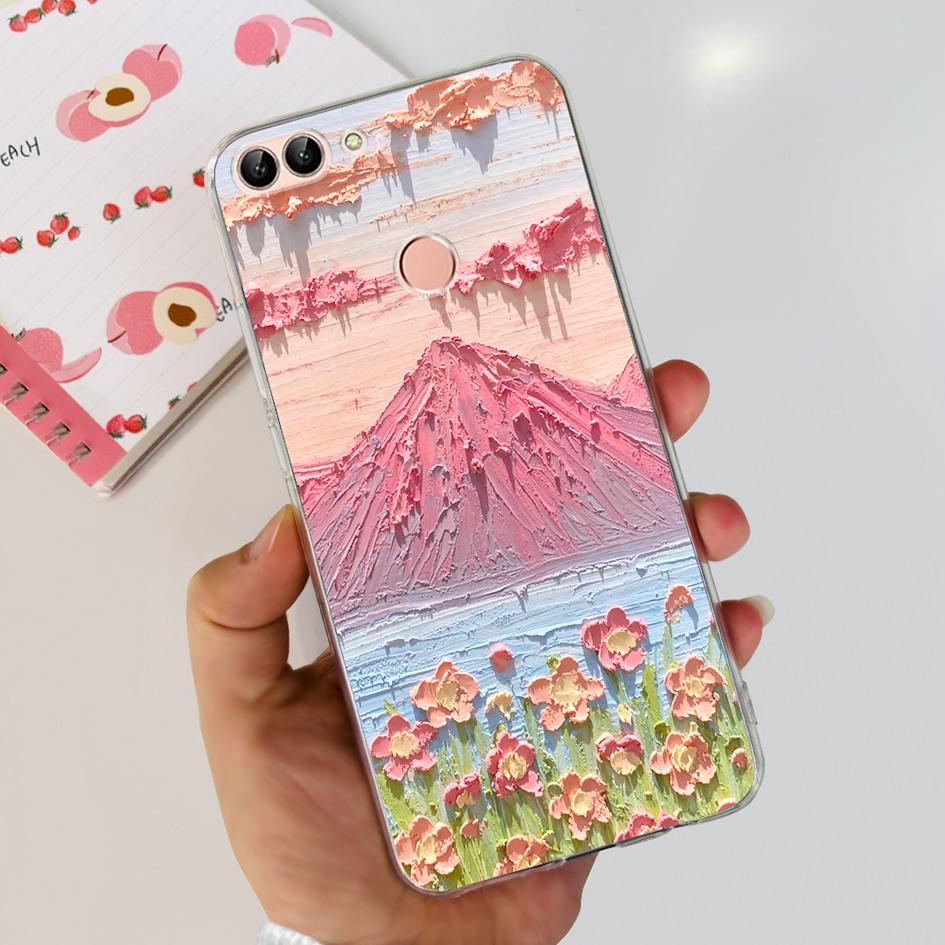 For Huawei P Smart Case FIG-LX1 FIG-LX2 FIG-LX3 Back Cover Fashion Flower Marble Clear Silicone Soft Funda For PSmart 2018 Coque