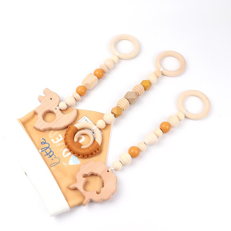 3pcs Baby Play Gym Stroller Rattle Toy Wooden Pram Infant Toys Activity Gym Hanging Grasping Teether Pendant Toy for Baby оранжевый