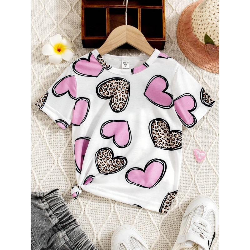 Tricou de vară cu gât rotund și mâneci scurte pentru fete, la modă, cu stil de Crăciun, imprimat, top larg