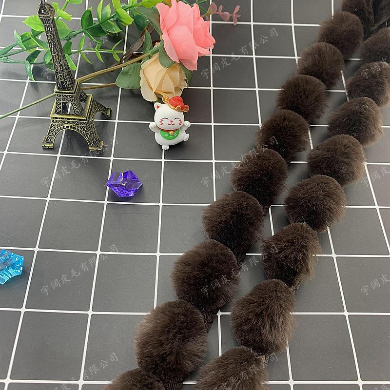 Lace Trim & Faux Mink Fur Pom-pom Border for Crafts and Clothing