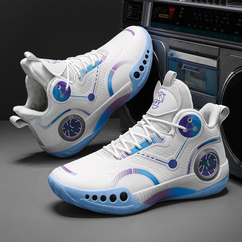 Autumn and winter velvet warm basketball shoes high-top sports shoes couple teenage students actual combat sneakers