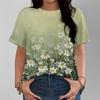 Frischer und Natürlicher Stil Damen T-Shirt Gänseblümchen Blume Meer Druck Täglich Vielseitiges Kurzarm Oberteil