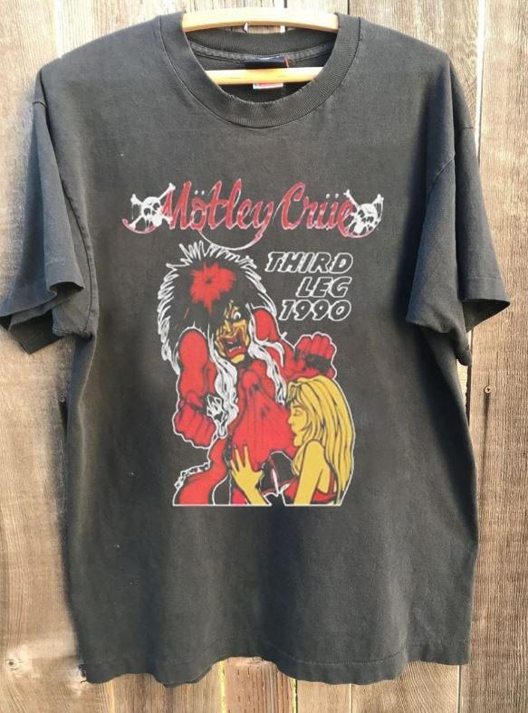 

Motley Crue 1990 Third Leg Dr Tour Band Charcoal Cotton T shirt S5XL WA4812 Unisex T-Shirt S