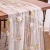 Elegant Birthday Table Decor Lace Embroidery Floral Tablecloth, 3D Flower Tulle Sheer Cover, Seasonal Tablecloth for Party Colorful Cloth Wedding