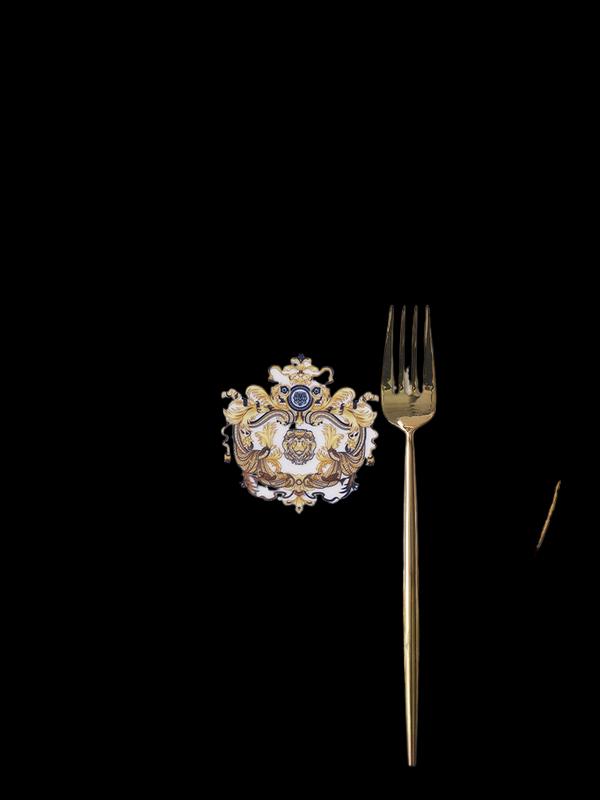 RUIJIU Babylonian Feast 8-inch Gold Rim Bone China Dinner Plate