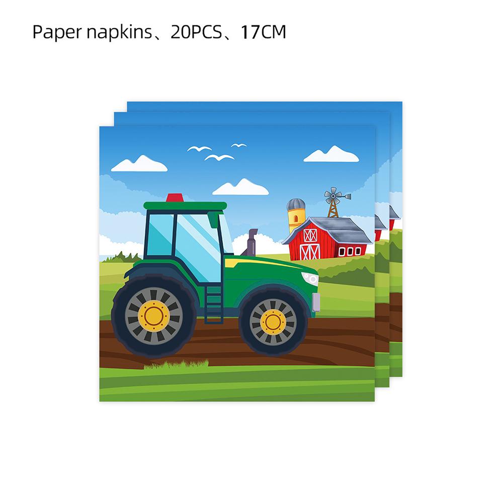 New 51PCS Farm Tractor Party Tableware Included Plates, Cups, Napkins, a Tablecloth