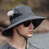 Windproof Men Fisherman Hat Rope Anti-UV Fishing Cap Breathable Portable Big Visors  Beach