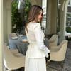 2025 Autumn/Winter European & American Elegant Tie-Up Top & Ruffled Skirt Women's Set