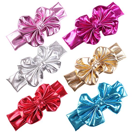 Diadema con lazo grande dorado para niñas pequeñas, turbante elástico con nudo para envolver la cabeza