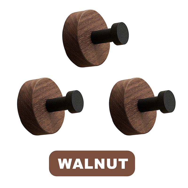 Wandhaken fürs Badezimmer, einfacher selbstklebender Haken aus Massivholz, Walnussholz, zum Aufhängen, für Schlafzimmer, Garderobe, Handtuch, Schlüssel, Dekoration
