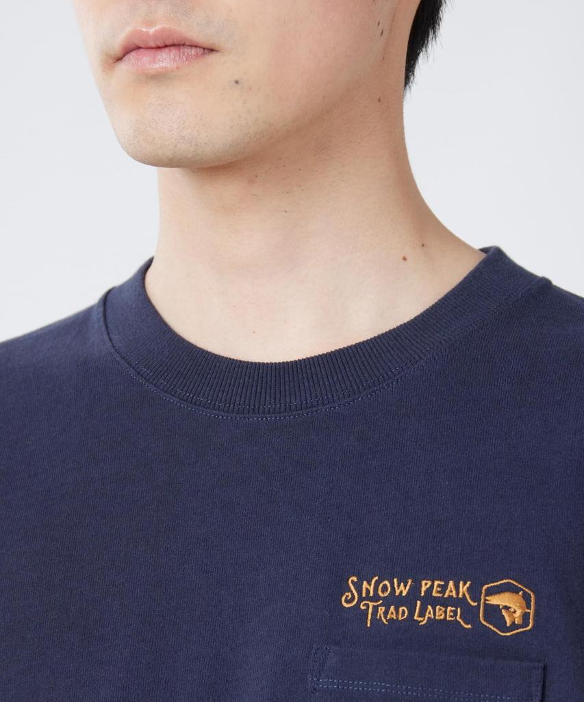 Trad Label Pocket Heavy for Men and Size Indigo [Snow Peak] L/S T-Shirt SPTL-TS-26SU907 Long-sleeved T-shirt Women, M,