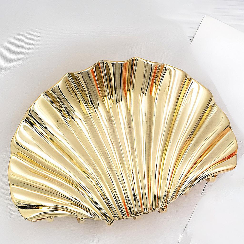 Elegant Gold Metal Shell Hair Claw Clip For Long Hair Women Practical And Stylish Hair Accesories Party Hairpin Headwear