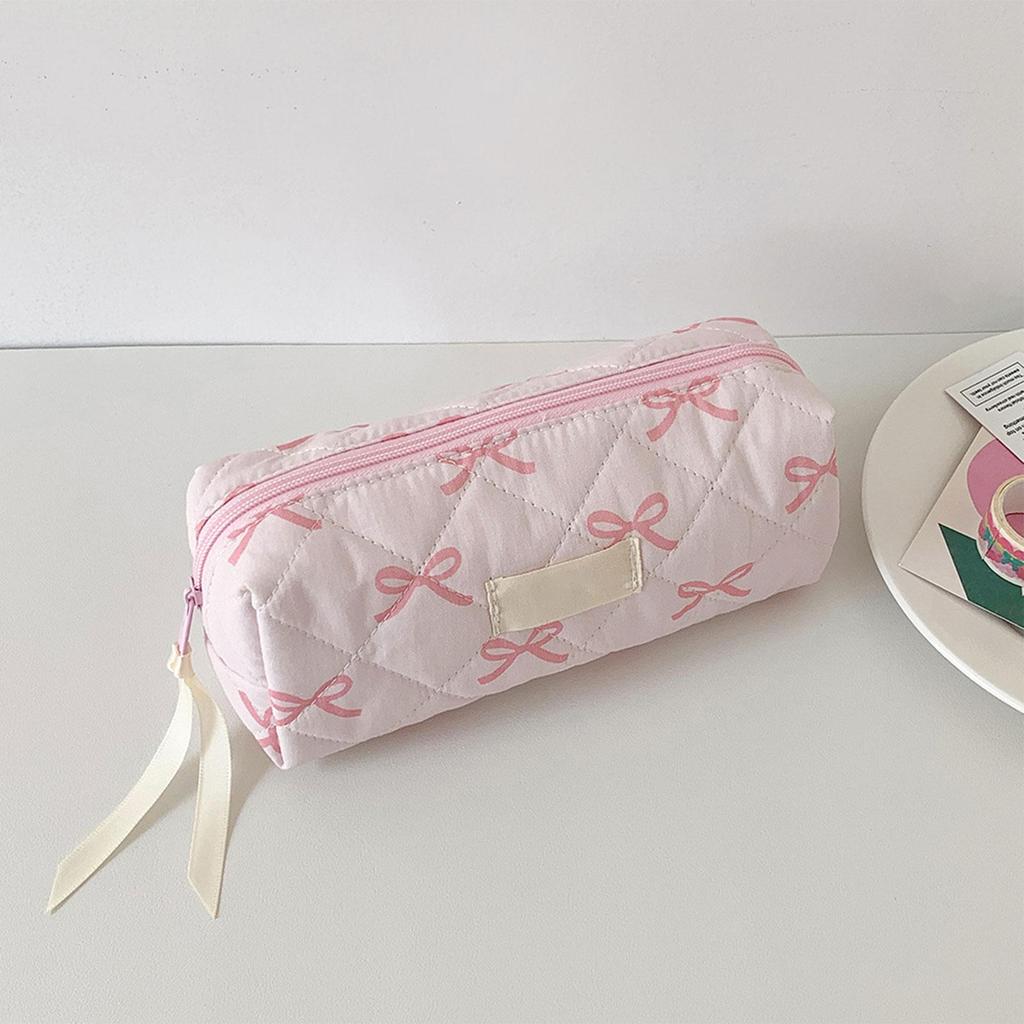 Small Fresh Bow Pencil Bag Pen Case Organizer Aesthetic Cosmetics Holder Organizer Multifunctional Stationery Storage Bag
