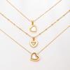 Women's Light Luxury 18K Gold Plated Stainless Steel Heart Pendant Necklace with White Shell Clavicle Chain