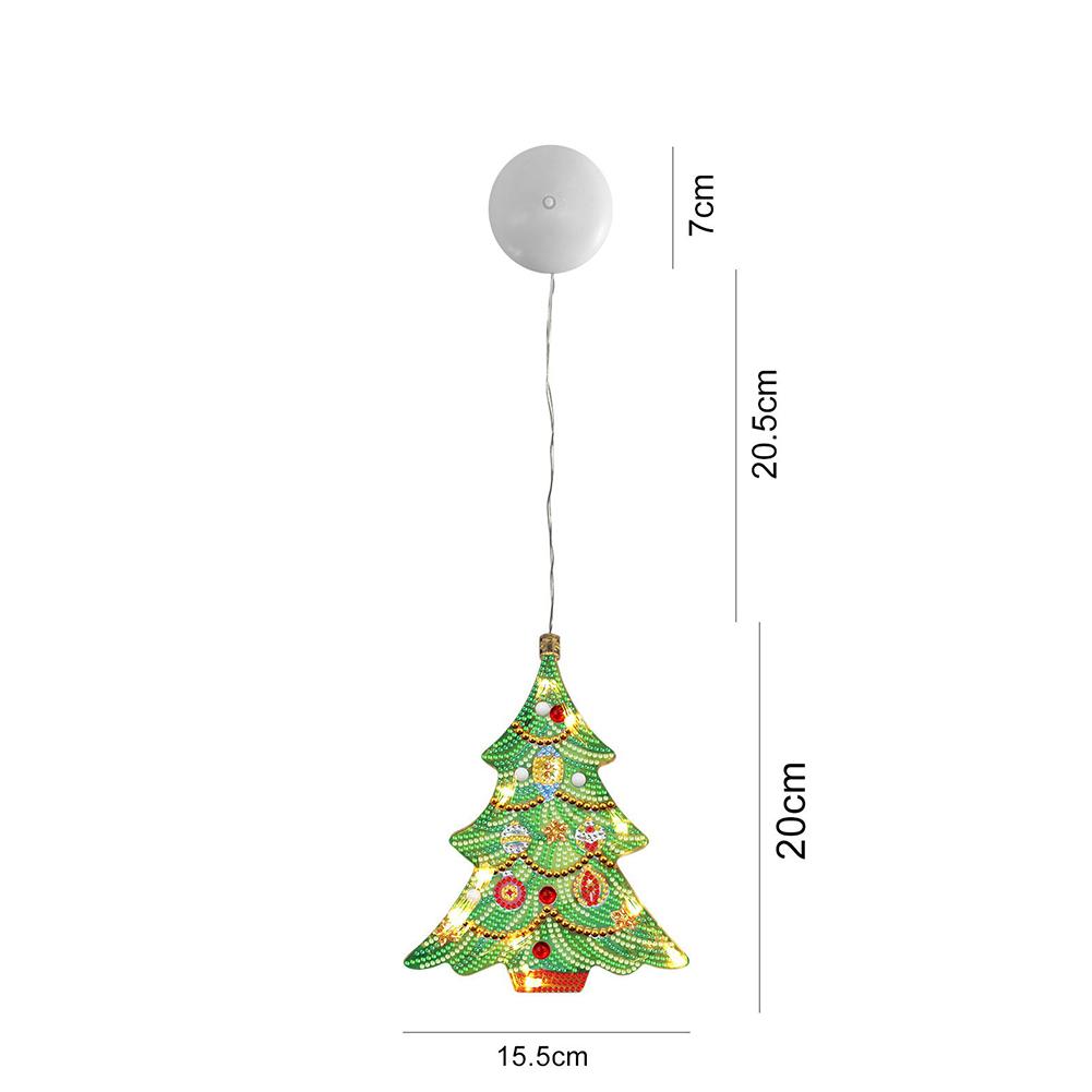 Christmas Lantern Light LED DIY Diamond Mosaic Xmas Tree Hanging Pendant Ornament Festival Atmosphere Lamp Decor