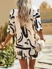 Black & White Geometric Two-Piece Set: Loose Short-Sleeve Shirt & Drawstring Shorts