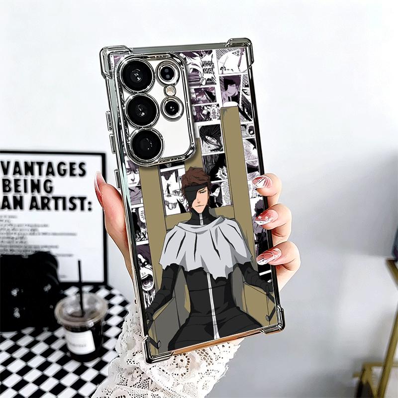 Bleach Aizen Sousuke Plating Phone Case For Samsung Galaxy S24 S25 FE S26 Edge S23 Ultra S22 S21 Plus S20 Anti-Fall Airabag Cove