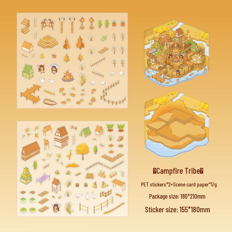 Legendary 3D Scenery Stickers - Cute Miniature Scene Decorations for Student Journals