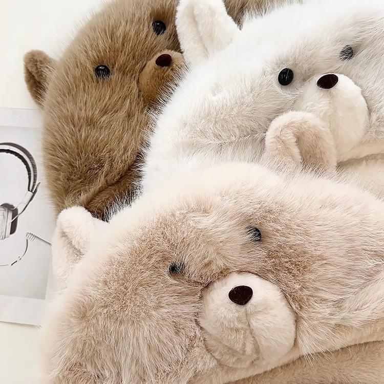 Scarf Gloves Hat Three Piece Set Small Bear Cute Winter Plush Hat Women Plus Velvet Thickened Cold Warm Hat