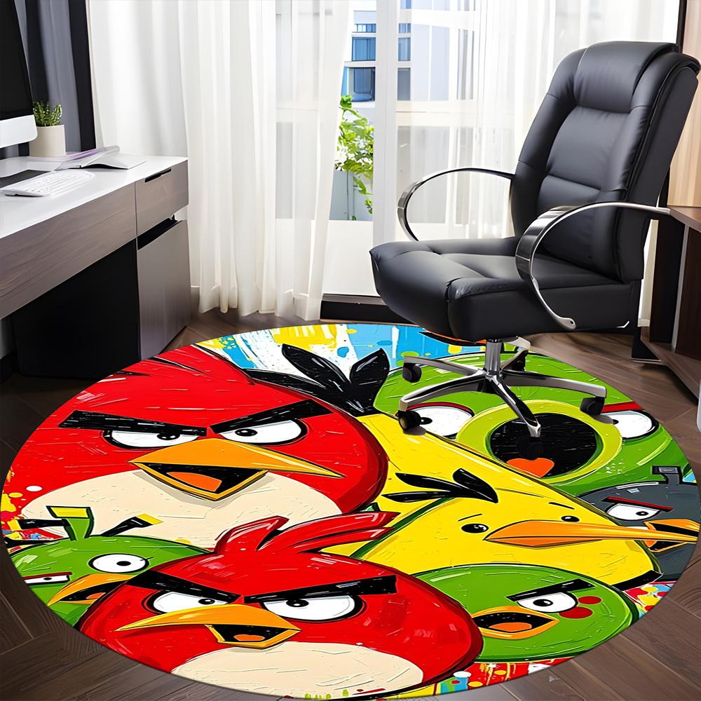 1pc Angry Birds Office Round Area Rug, Under Office Chairs Bedroom Living Room Home Decor, Room Decoa1016153