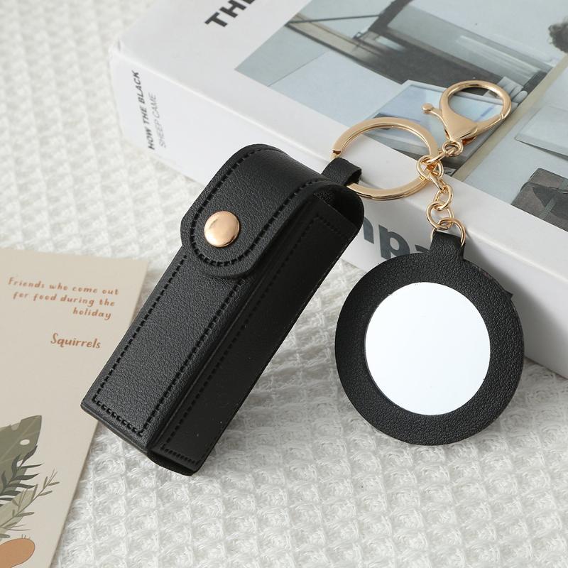 Travel Lipstick Bag with PU Leather Keychain Holder Keeps Lip Balm Safe and Accessible