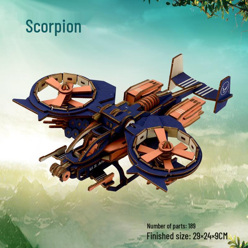 3D Wooden Airplane Model Jigsaw Puzzle - Educational Building Blocks for Children