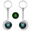 Luminous Zodiac Double-Sided Rotating Pendant Keychain for Couples - European & American Creative Design.