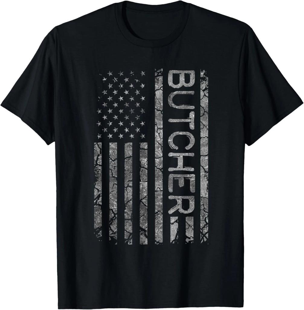 Metzger Lustige Berufsbezeichnung Arbeiter Amerikanische Flagge Metzger Geschenk Unisex T-Shirt