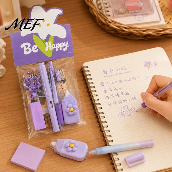 Flower Shaped Stationery Set, Macaron Color Correction Tape And Smooth Learning for Kids Writing Gel Pens, Portable Homework Essentials Students Cute
