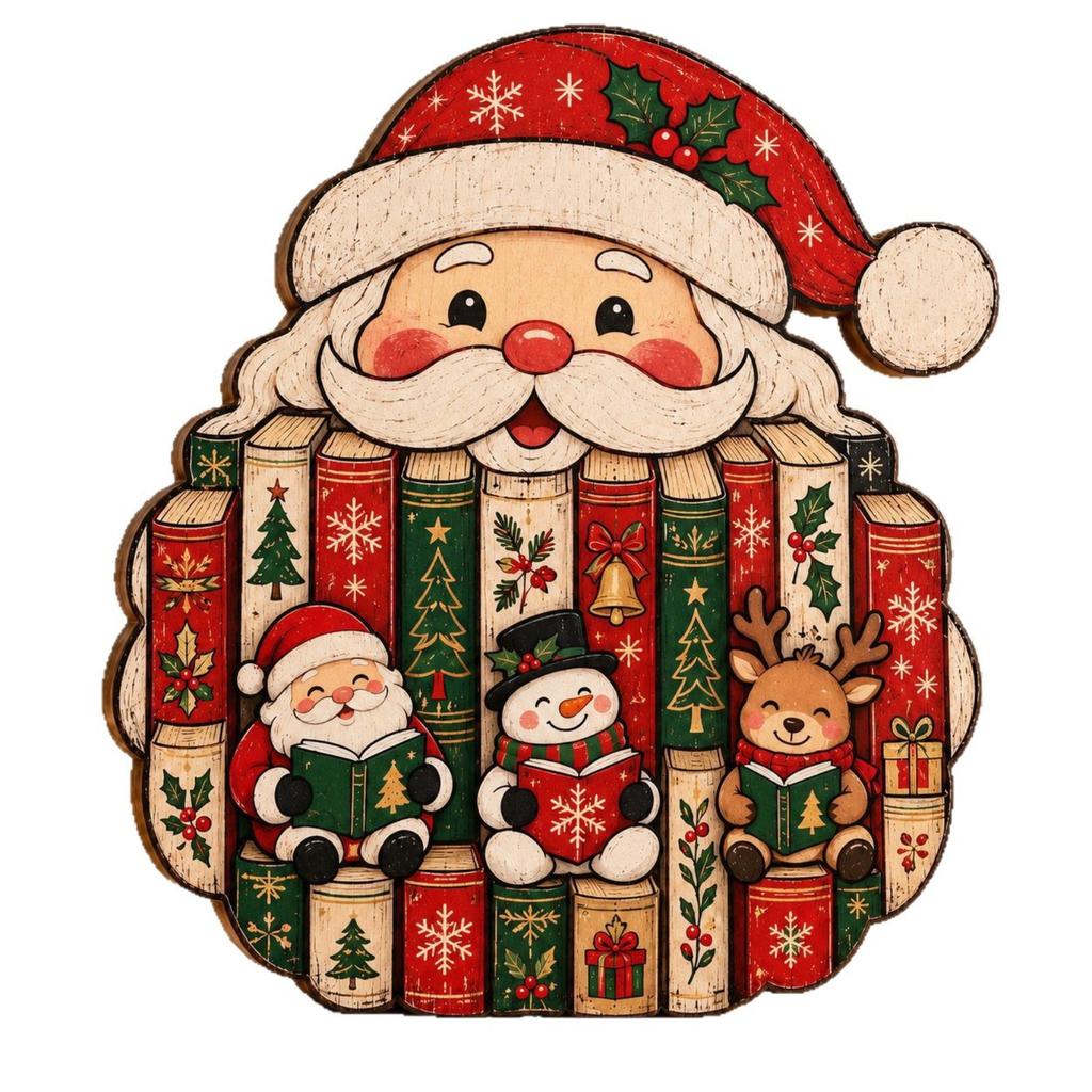 2D Christmas Decoration Book Desktop Ornament for Holiday Tabletop Display