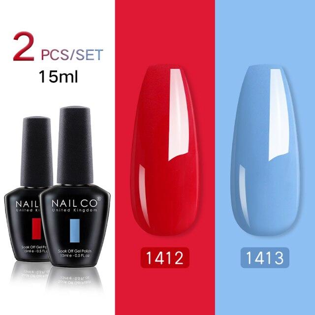 NAILCO 2 цвета, 15 мл, набор гель-лаков для ногтей Vernis, полуперманентный УФ-светодиодный гель для дизайна ногтей, принадлежности для профессионалов, отмачиваемый верхний слой