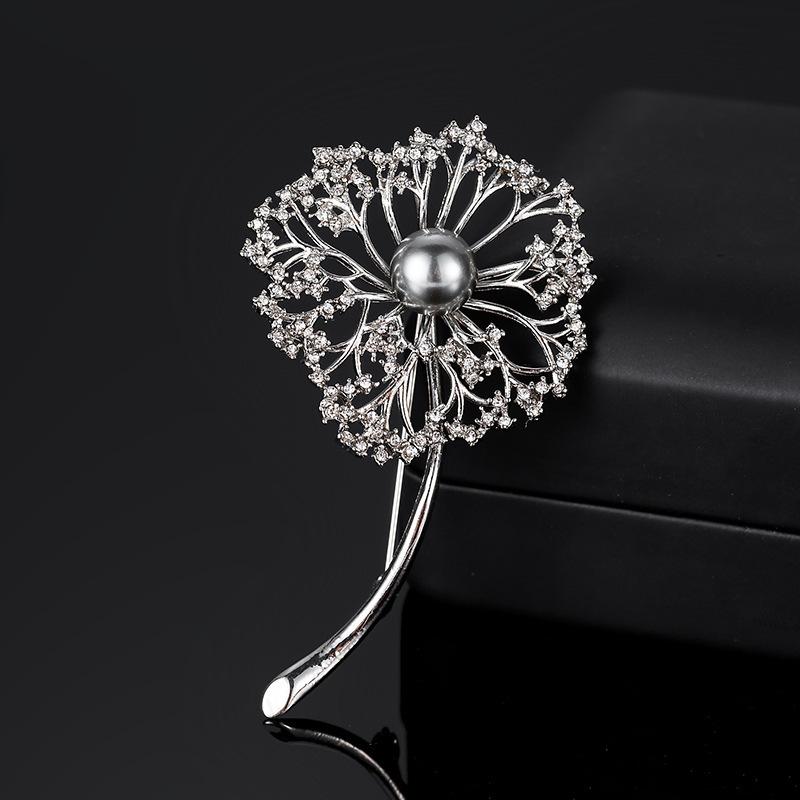 Atmospheric Romantic Dandelion Corsage High-End Femininity Pearl Snowflake Brooch Niche Design Pin With Jewelry