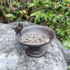 Cast Iron Petal Bird Feeder Basin Nostalgic Bird Food Dispenser Art Statue  Outdoor