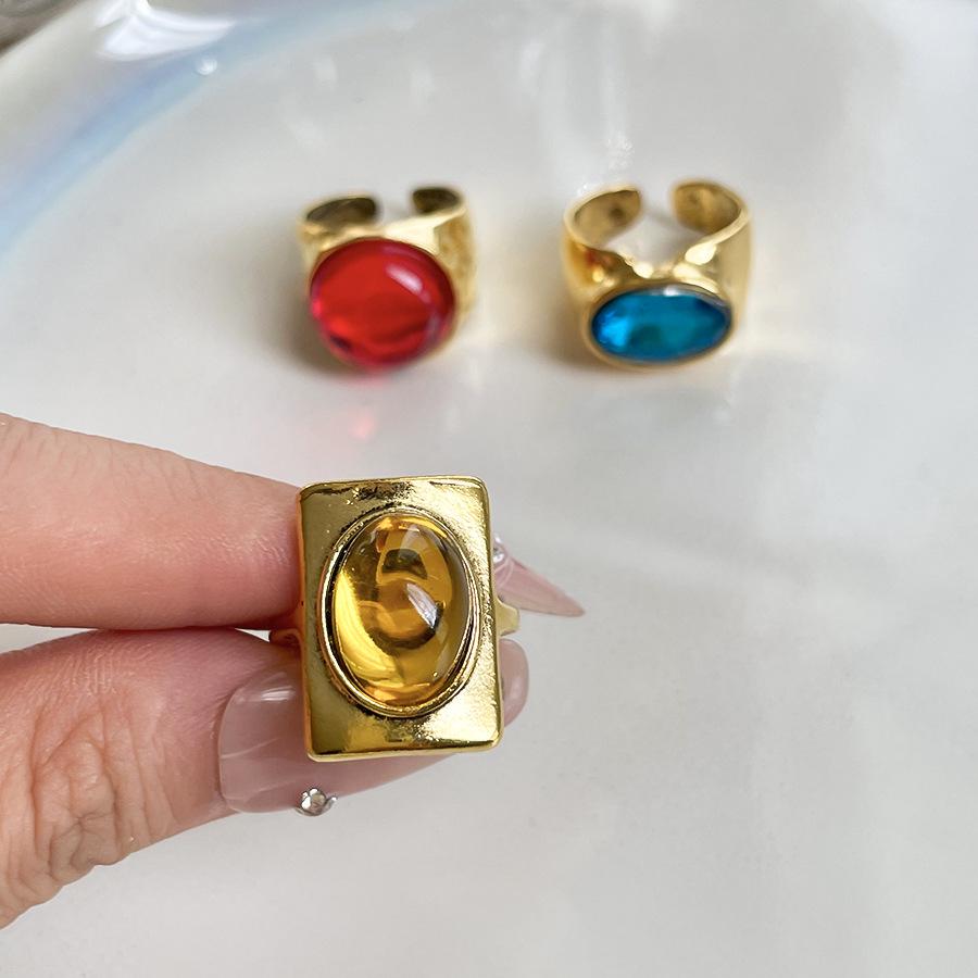 European Retro Resin Open Round Ring - Simple, High-End Fashion Index Finger Jewelry