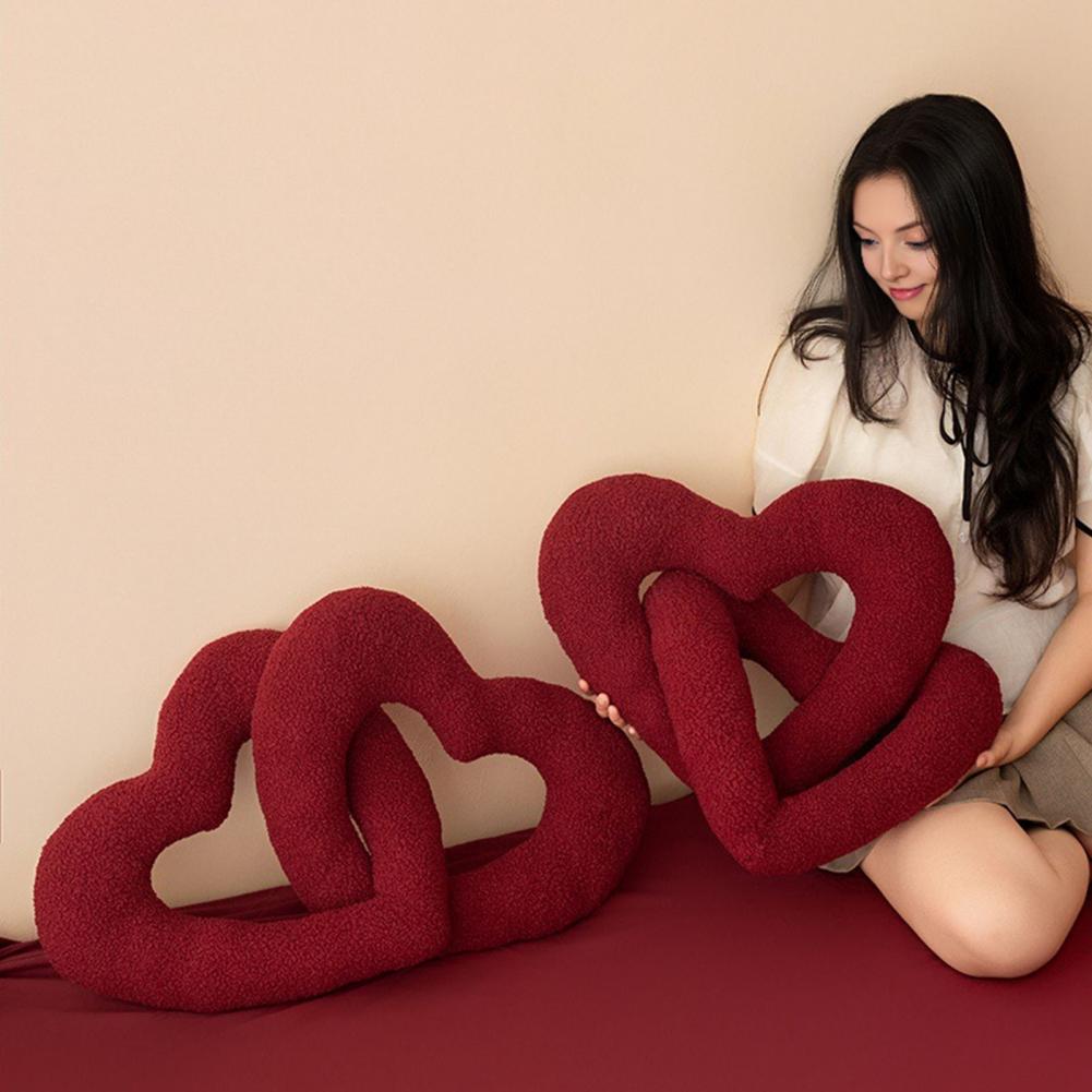 Love Pillow for Bedroom Soft Comfortable Knot Pillow Love Knot Plush Pillow Set for Couples Valentine's Day Gifts