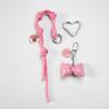Braided Rope Bag Charm Lovely Heart Keychain Handbag Pendant Ornaments Bows Keyrings Fashion Keyholders