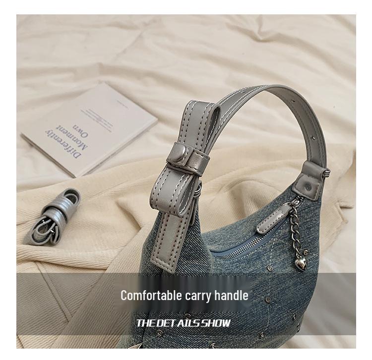Women's Denim Summer 2024 Fashion Crossbody Handbag - Niche Design Dumpling Bag