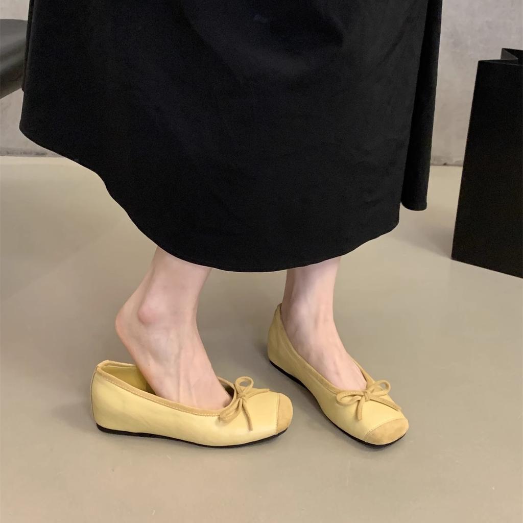 Inner height increase small silver single shoes women's shoes 2025 new spring and autumn platform French bow ballet evening shoes