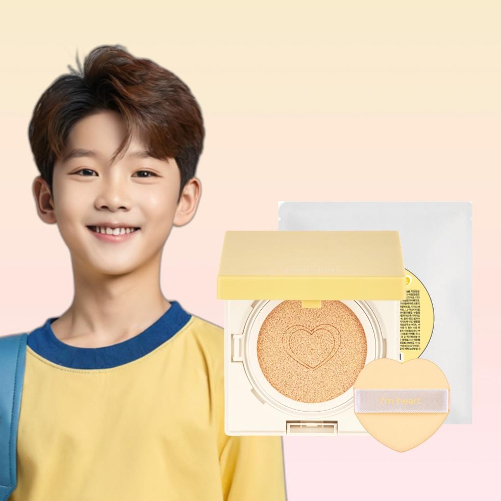 [1+1] From Kids Lucky Natural Sun Cushion + Refill Beige Sunscreen for Toddlers, Children, and Elementary School Students