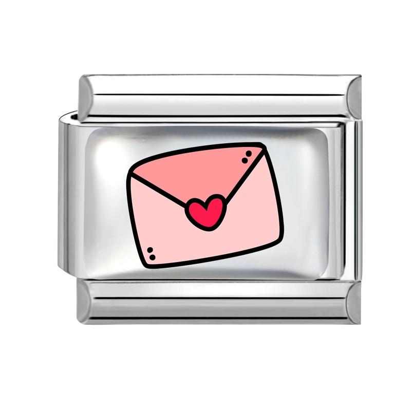 New Lovely Heart Envelope Rose Butterfly Cherry Charm Links Fit 9mm Italian Bracelet Women Men Making DIY Jewelry Gifts